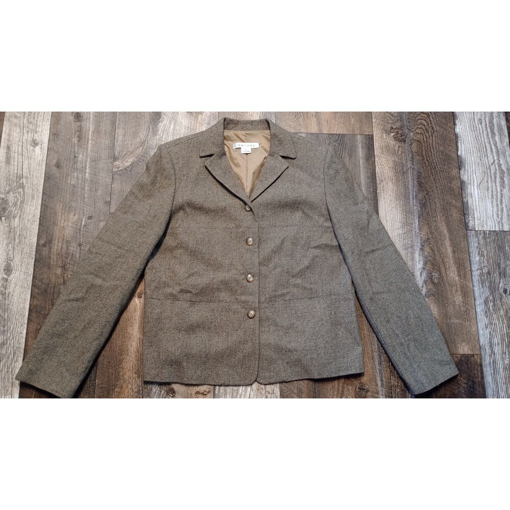 Women's Rafael Khaki Tan Wool Blend Blazer Jacket, Size 14